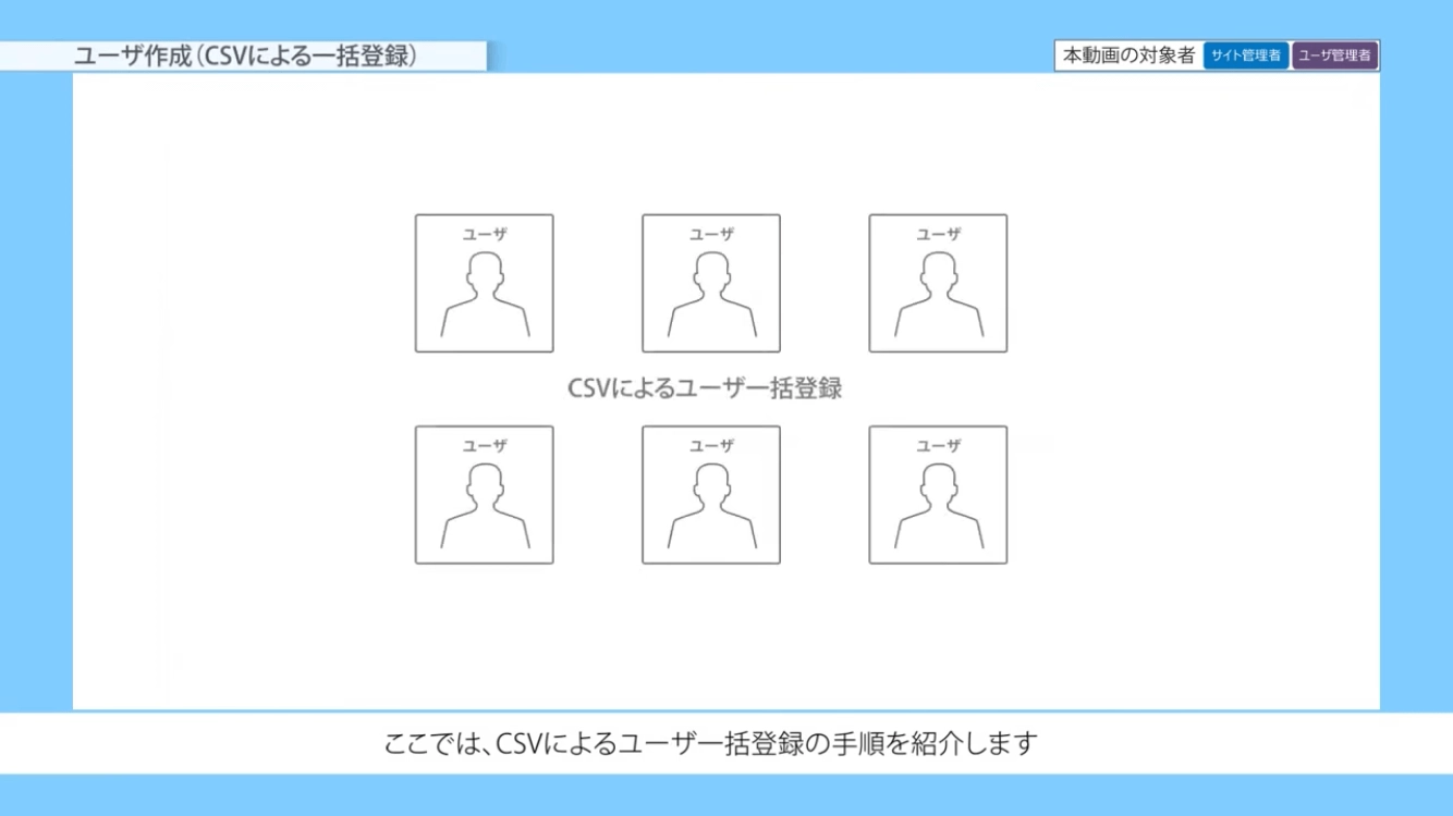 ユーザ作成（CSVによる一括登録）